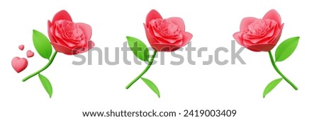 3d Red Rose Valentine's Flower, February 14 Flower Gift, Valentine's Day Concept theme design