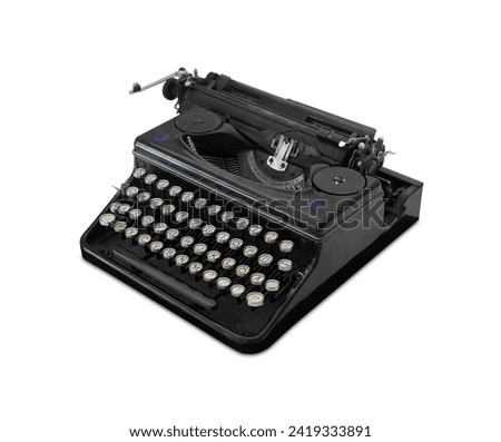 Vintage typewriter isolated on white background	
