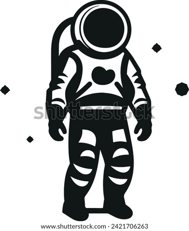 Simplicity and Space Exploration: Minimalistic Astronaut Vector Glyph for Sale
