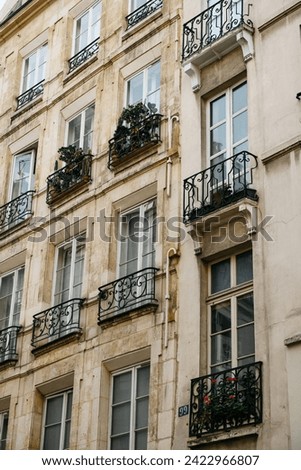 Paris building facade, autumnal day with stunning architecture
