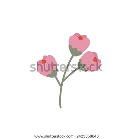 Drawn flowers on white background