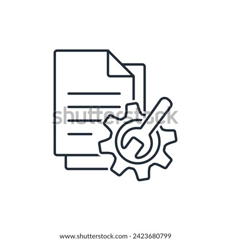 Document management. Data control and settings. Vector linear icon isolated on white background.
