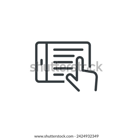 Tablet ebook lessons education school icon, vector illustration