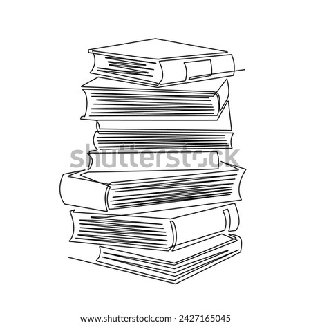 continuous line of stack of books.single line drawing of stack of books.isolated white background