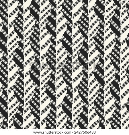 Monochrome Wavy Herringbone Textured Pattern