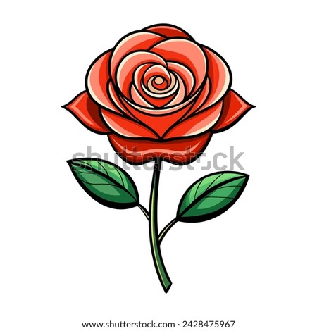 Beautiful red rose isolated on white background. Vector illustration for your design