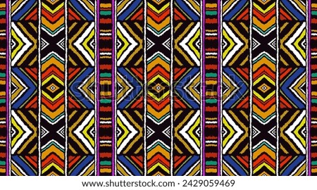 Diagonal ikat stripes. Zigzag pattern seamless. Geometric chevron abstract illustration, wallpaper. Tribal ethnic vector texture. Aztec style. Folk embroidery. Indian, Scandinavian, African rug.