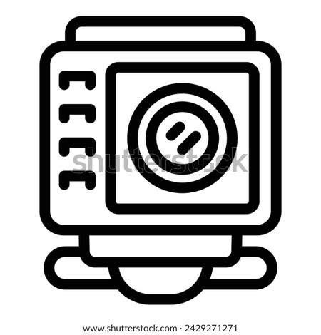 Compact outdoor camera icon outline vector. Action mode session. Capturing activity apparatus