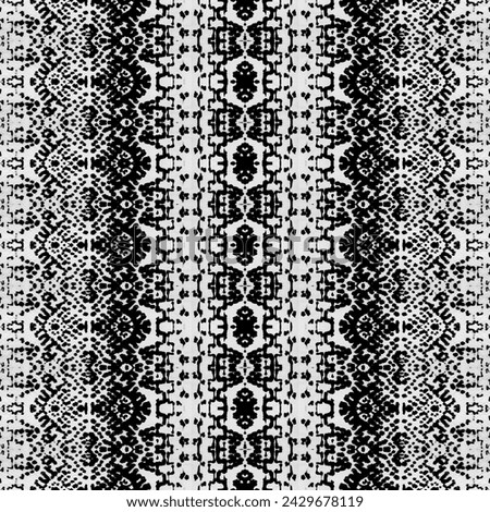 Black Color Geometric Pattern. Ethnic Design Ink Pattern. Seamless Ikat Scribble Carpet. Ethnic Ikat Scribble Batik. Simple Tribal Boho Brush. Seamless Dyed Brush. Gray Colour Ink Doodle Texture.