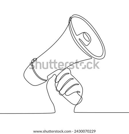 Single continous line art of megaphone