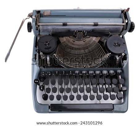 Antique Typewriter. Vintage Typewriter Machine, isolated on white