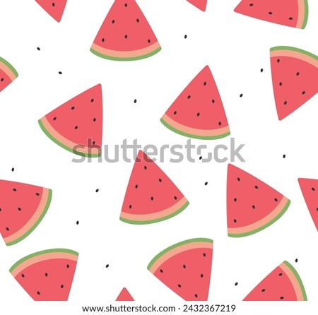 Watermelon Pattern, Watermelon Background, Watermelon Wallpaper, Fruit Pattern, Summer Fruit Background, Summer Wallpaper, Vector Illustration