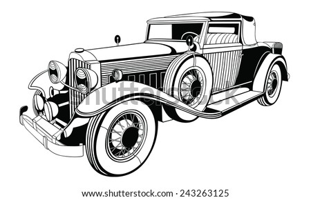 old limousine on white for design