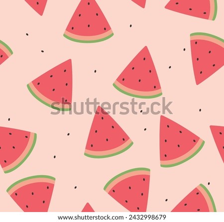 Watermelon Pattern, Watermelon Background, Watermelon Wallpaper, Fruit Pattern, Summer Fruit Background, Summer Wallpaper, Vector Illustration