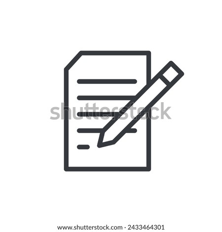 Notepad Symbol with Flat Icon Of Paper And Pen. Document, Notebook, Writing Pen Icon Vector Illustration