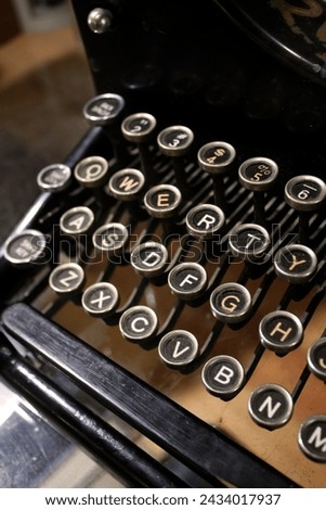 Close Up Detail of Vintage Typewriter Keys