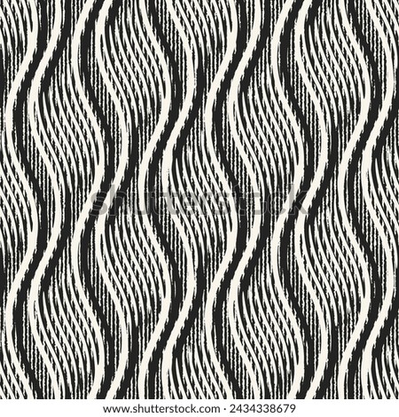 Monochrome Brushed Ornate Wave Pattern