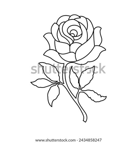 Rose single continuous one line out line vector art  drawing  and tattoo design
