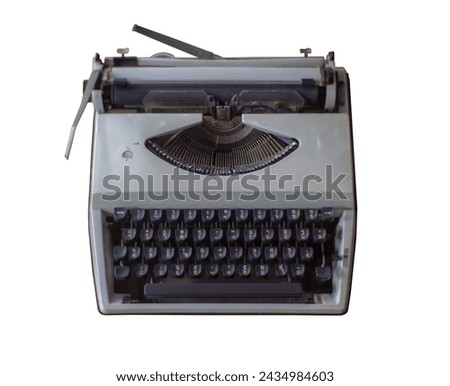  Vintage Typewriter on White Background