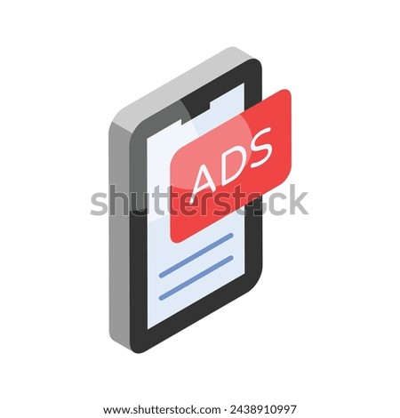 Get your hands on this amazing isometric icon of mobile marketing, mobile ads vector design