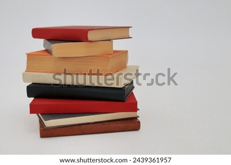 stack of books on white background, education, schoool