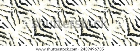 Seamless White Line Ethnic Art Watercolor. Tribal Texture Artwork. Shibori Pattern. Kraft Background Patchwork, Colorful Leopard, Pastel Repeat Ethnic Pattern Art.