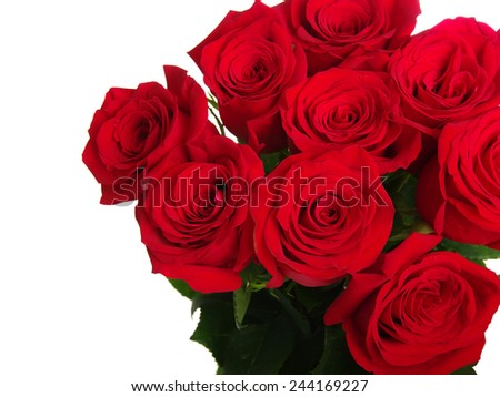 Red roses bouquet on white background 
