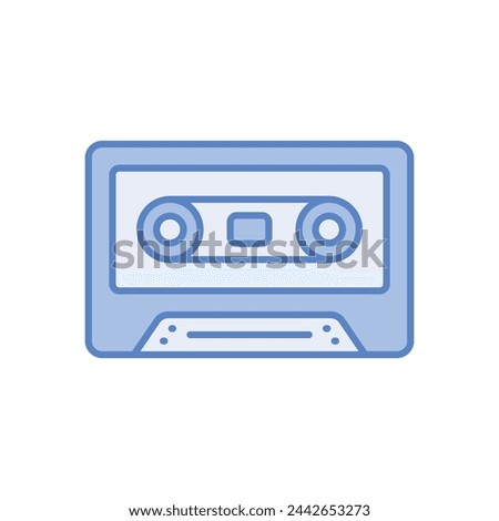 Blue Line Cassette Tape vector icon