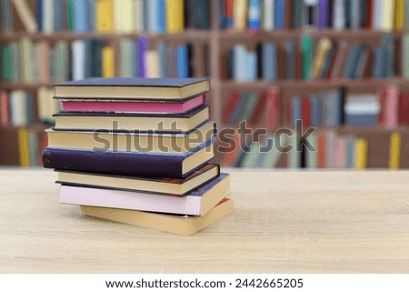 books on the table in library, education