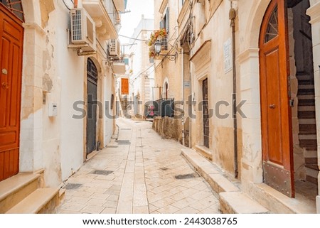Beautiful old town of Vieste, Gargano peninsula, Apulia region, South of Italy. City sapce