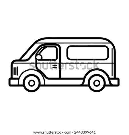 Minimalist vector depiction of a delivery car outline, perfect for transportation graphics.