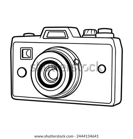 Versatile vintage retro photo camera icon vector, perfect for photography-themed projects. Classic elegance.