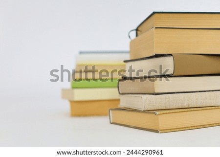 Stack of books on white, education, school,study