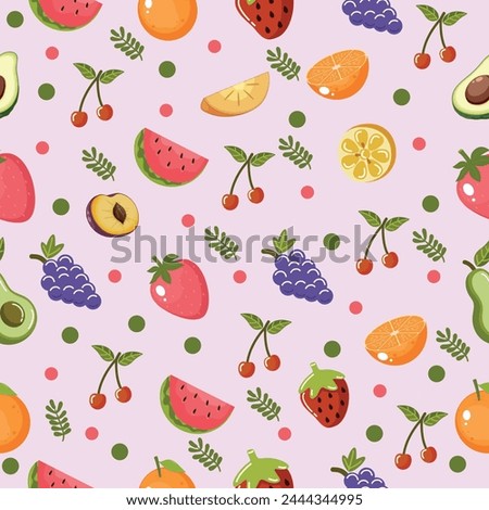 Seamless fruit pattern design vector