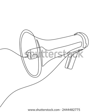 Single continous line art of megaphone