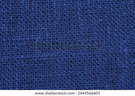 blue hemp viscose natural fabric cloth color, sackcloth rough texture of textile fashion abstract background