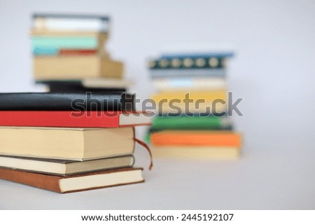 stack of books on white background, back to school