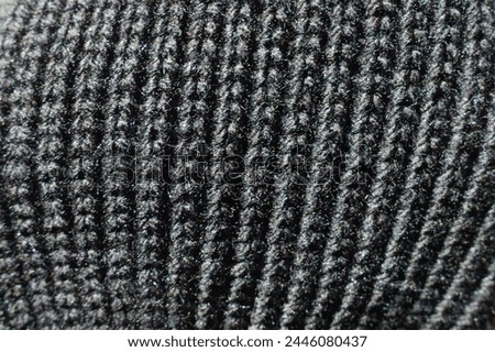 black acrylic rib knit fabric (close up)