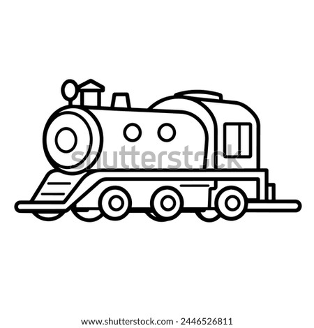 Clean and minimalist toy train outline icon, ideal for playful graphics.