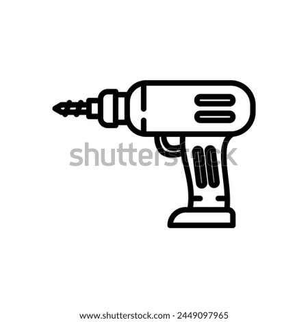 Hand drill icon in line style, isolated background