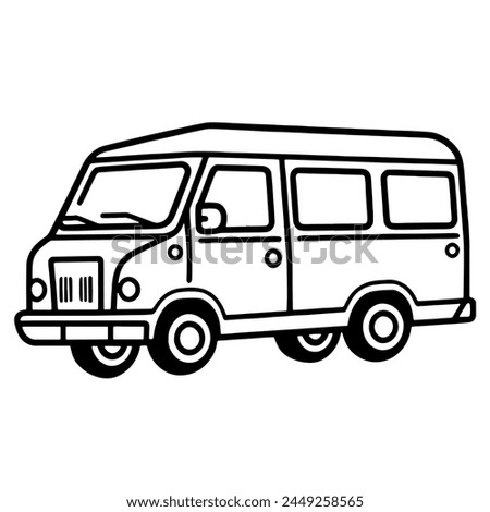 Minimalist illustration of a van icon, ideal for road trip graphics.