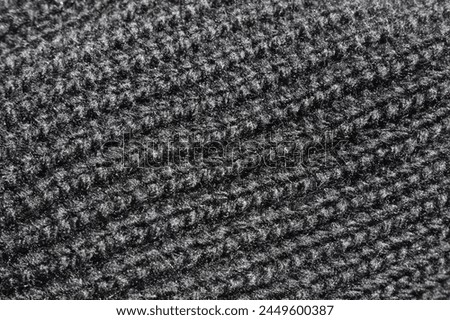 Macro of black acrylic rib knit fabric