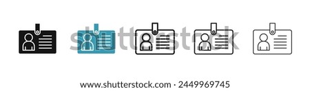 ID Badge Line Icon Set. Event Security Pass Vector Icon. Identification Card Icon. Visitor Identity Tag. VIP Admission ID Icon for UI designs.
