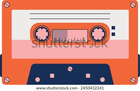 Retro Cassette with Classic Style. 80s Pop Songs and Stereo Music Cassettes. Isolated Vector Icon.