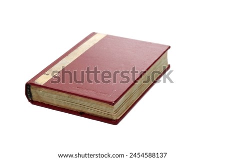 Old red book notepad isolated on white background.