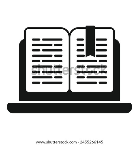 Laptop digital reading icon simple vector. New online book. Read literature