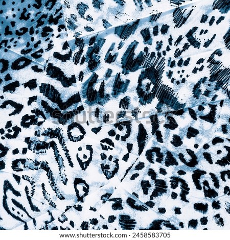 Icy Animal Print Patch. Black Leopard Fur. Sea Animal Leopard Pattern. Fabric Drawn Safari. Aqua Leopard Wallpaper. Panther Texture.