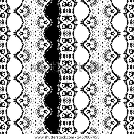 Simple African Pattern. Ethnic Wavy Art Batik. Black Colour Dark Scribble Textile. Tribal Ink Doodle Batik. Black Color Ethnic Line Vector. Seamless Design Art Pattern. Seamless Ink Native Repeat