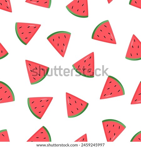 Seamless pattern with watermelon slices. Vector illustration. Summer watermelon background.