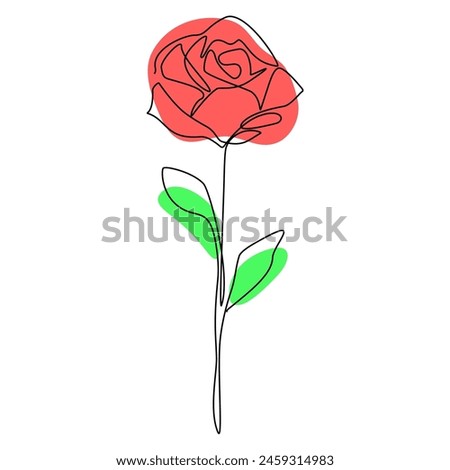 one line art rose flower line art background vector. Natural botanical elegant flower. Design illustration for decoration, wall decor, wallpaper, cover, banner, poster, card.